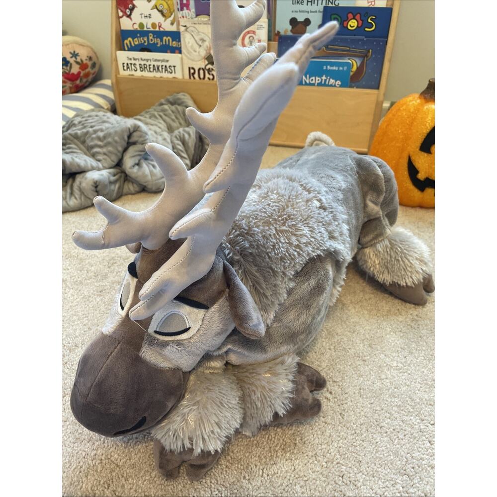 Plush Grey Reindeer Stuffed Animal for Kids - Soft Cozy Toy